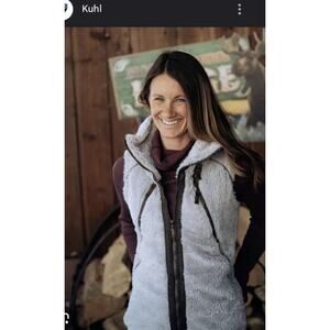 KUHL Flight Vest Women’s Medium M Stone Brown Fleece Pile Sherpa Full Zip Hood